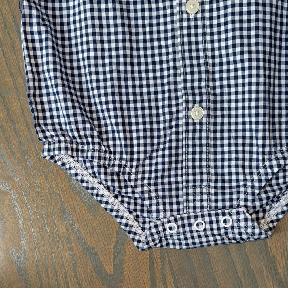 OshKosh B’gosh Navy Gingham Button-Down Bodysuit | 18M